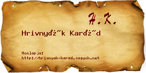 Hrivnyák Karád névjegykártya